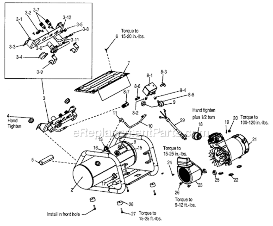 Page A Diagram and Parts List for C3150 Type 0 Porter Cable Compressor